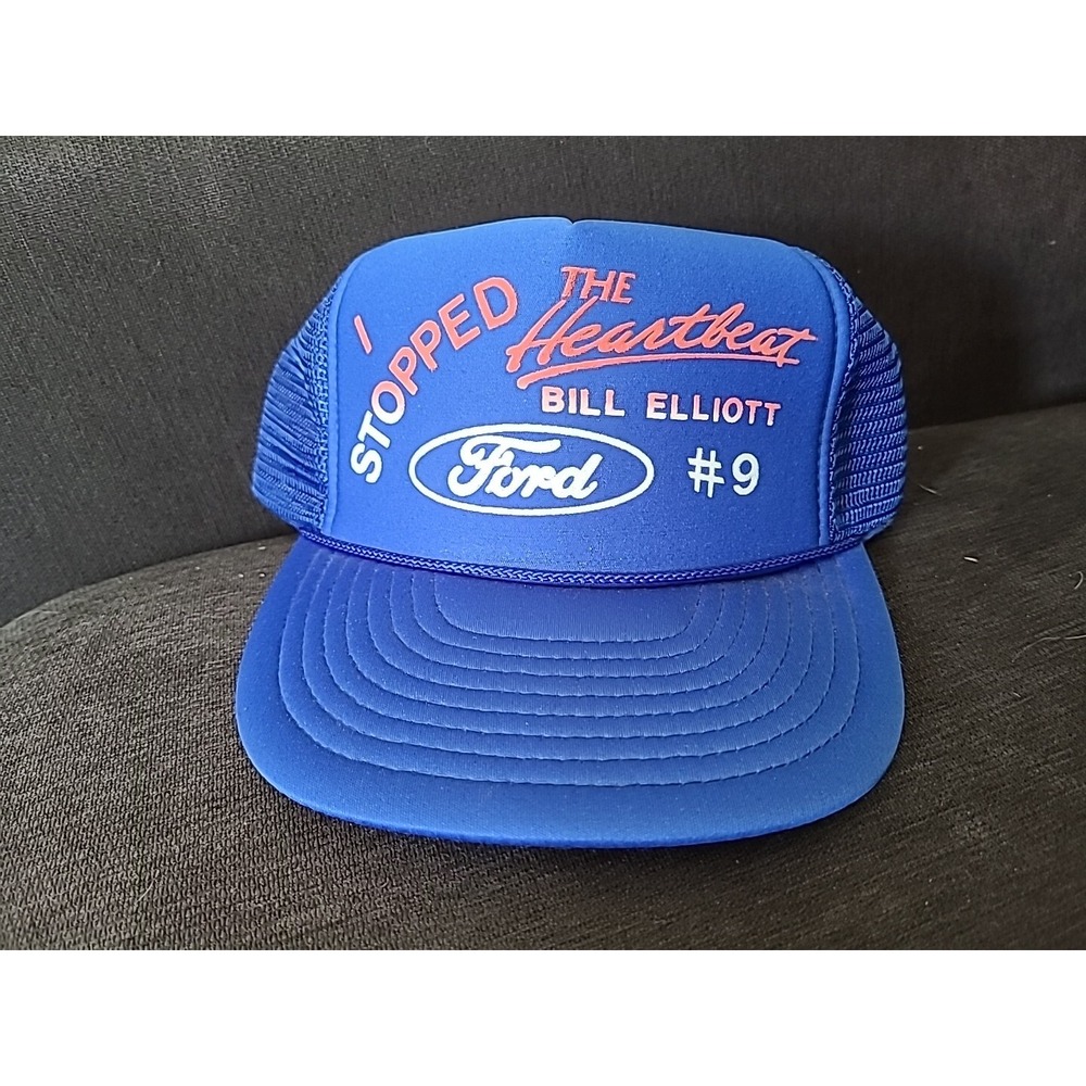 Vintage Bill Elliott  #9 Ford I Stopped The Heartbeat Trucker Cap Hat Looks NEW